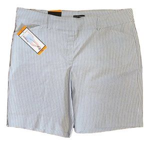NWT HILARY RADLEY Blue White Striped Bermuda Shorts w Pockets Womens Size XXL